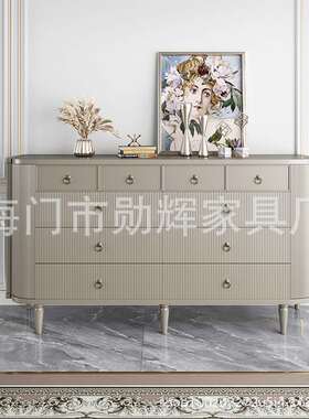 后现代美式轻奢实木玄关柜装饰柜九十斗柜卧室储物柜边柜入户墙柜