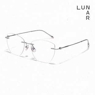 25SSS 轻纯钛无框近视眼镜框女高级感可配度数纯欲无边框眼睛镜架