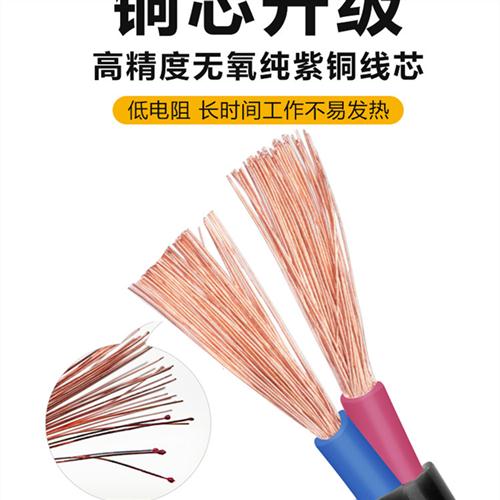 纯铜芯电线插座家用电缆线2芯软线1.5 2.5 4平方护套线电源延长线