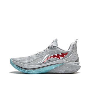 LiNing李宁音速12大白鲨䨻防滑耐磨低帮篮球鞋 男灰红ABAU019