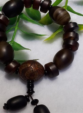 极速冰种仿古天然茶黑色 玉髓玛瑙 佛珠 K路路通 佛串手錬手串 男