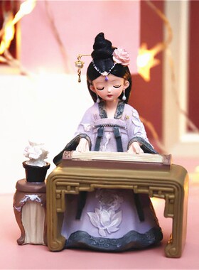 新品复古玲珑少女汉服女孩琴棋书画树脂家居装饰R摆件闺蜜礼物古