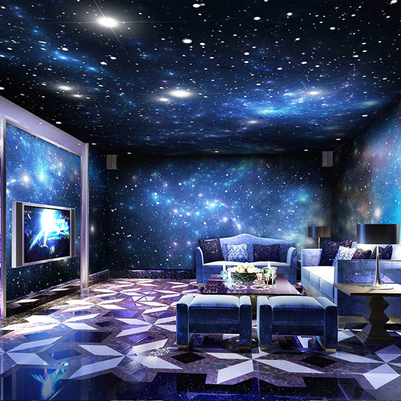 极速3d星空宾馆酒吧壁纸卧室墙布悬吊式天花板天花T板主题壁画KTV