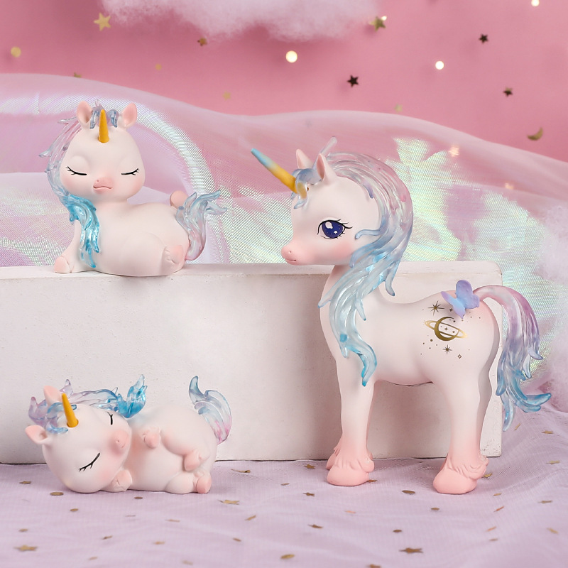 极速拾忆琉光独角j兽摆件梦幻少女心创意汽车摆件家居装饰学生儿