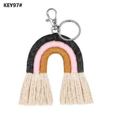 新品Weavineg Rainbow Keychains Women Handmade Key Holder Key