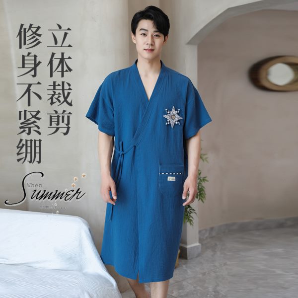 士式夏季薄款浴袍男款大人男裹游泳纯棉穿速干巾可吸水纱布浴巾