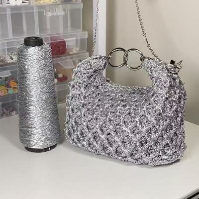 银色Feve同款闪银特色编织包