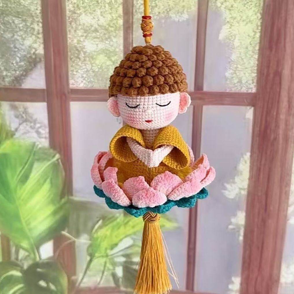 莲花佛陀车载摆件diy毛线钩针钩织编织材料手工自制挂件玩偶礼物,服饰配件/皮带/帽子/围巾,DIY编织材料包,淘宝优惠券,粉丝福利购,淘宝优惠卷