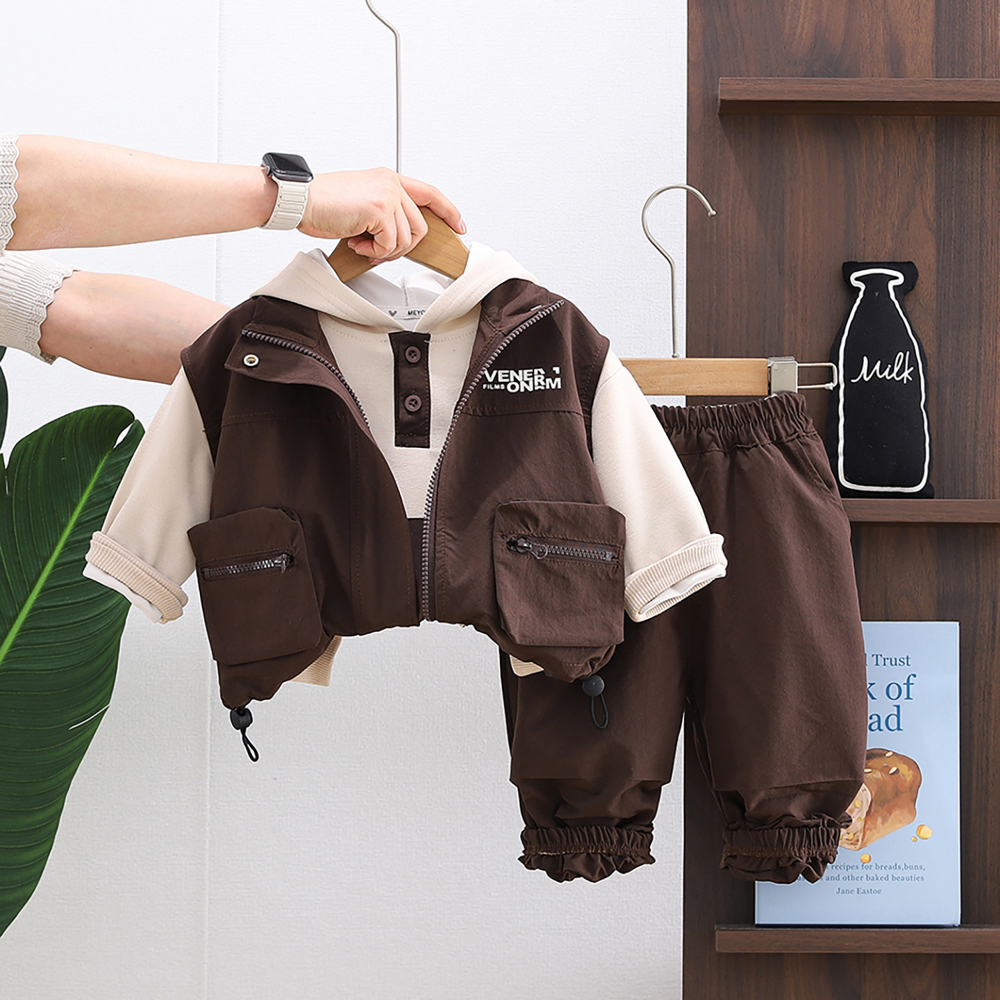 2026新款男童春秋工装马甲三件套装婴儿宝宝连帽卫衣潮酷休闲装帅,童装/婴儿装/亲子装,套装,淘宝优惠券,粉丝福利购,淘宝优惠卷