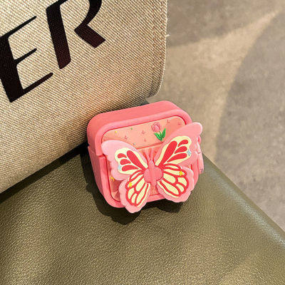 孙怡同款粉色立体折叠蝴蝶airpods2代耳机套pro适用苹果无线蓝牙3代少女心耳机保护套AirPodsPro保护壳二代软