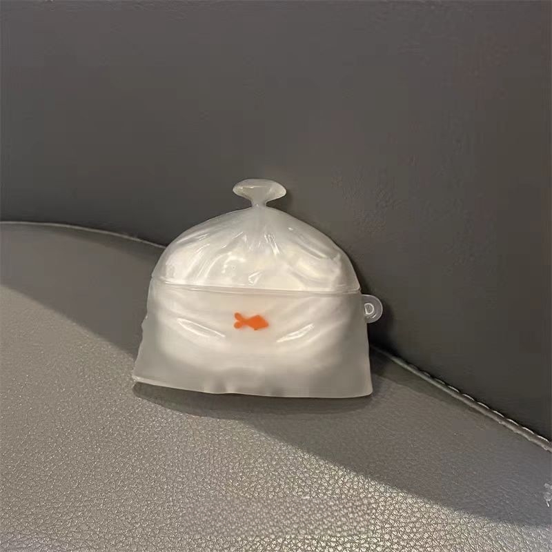 网红透明垃圾袋金鱼适用苹果airpods4耳机壳AirPodsPro2耳机保护壳1代蓝牙3代华强北5代耳机套硅胶软壳保护套