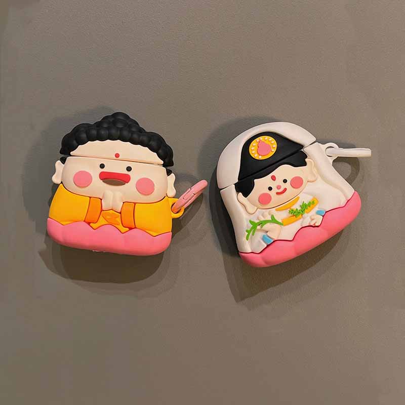搞怪观音菩萨佛祖airpods3代耳机壳保护套1代2代pro适用苹果无线蓝牙耳机套保护壳AirPods二代小众硅胶软壳套
