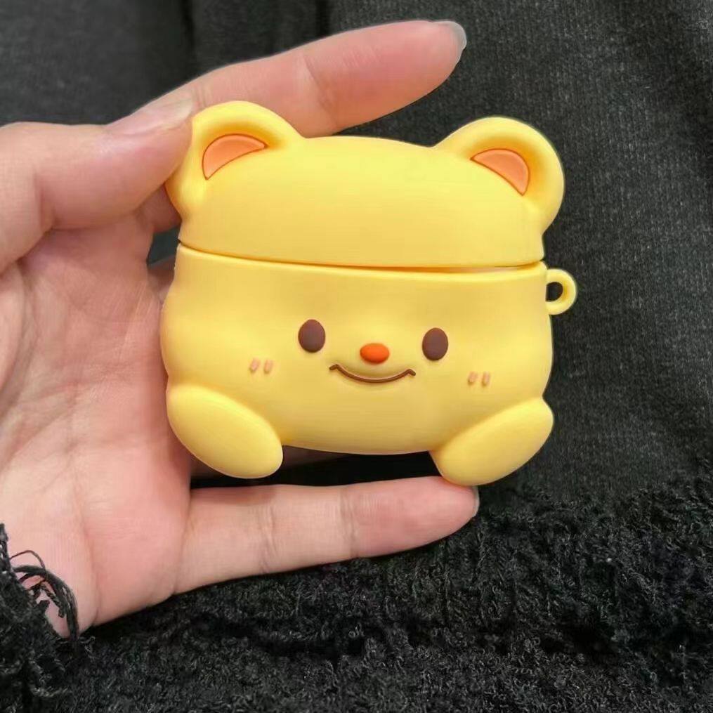 可爱卡通黄油小熊适用airpods2代苹果耳机壳无线蓝牙三代pro耳机套华强北5代硅胶软壳airpods3保护套新款小众