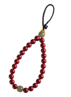 高纯度保真朱砂和田玉钥匙扣正品