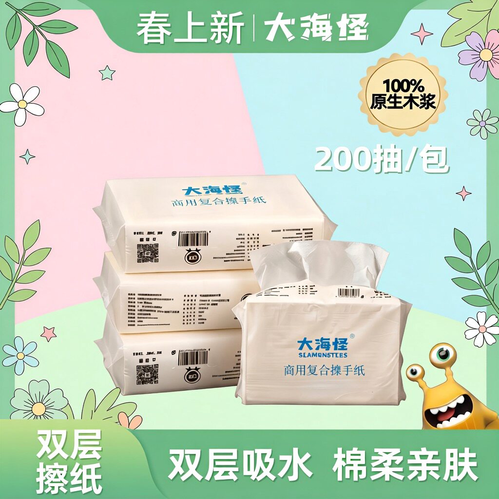大海怪整箱双层20包擦手纸无