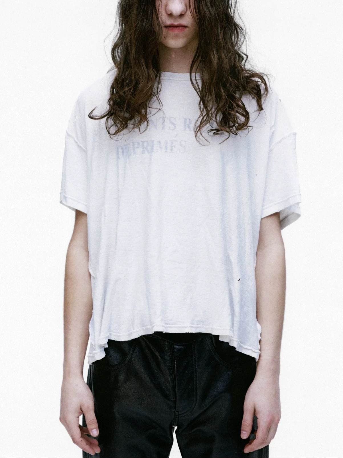 thumbnail for 【In Stock】Erd 25Ss Melancholic Rich Second-Generation Letter Print Short-Sleeve T-Shirt Washed Distressed Tee