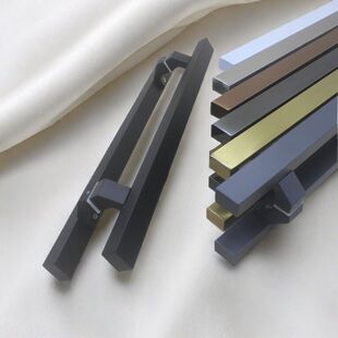 玻璃门拉手加厚不锈钢偏位马蹄脚方管黑色铝合金门推拉商铺门把手