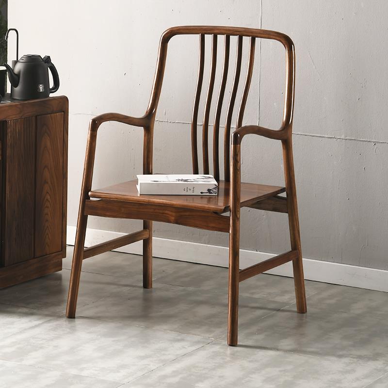 北美黑胡桃木主人椅现代中式实木椅简约书房太师椅茶桌椅大靠背椅