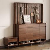 全实木入户鞋 柜隔断柜挂衣架一体衣帽架家用门口玄关柜室内新中式