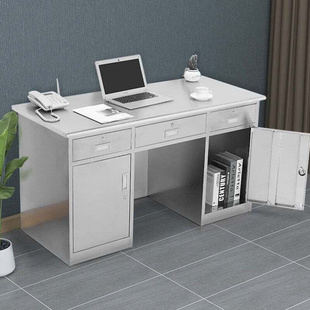 洛克菲勒201不锈钢办公桌子车间工作台实验室书桌写字台三斗两门