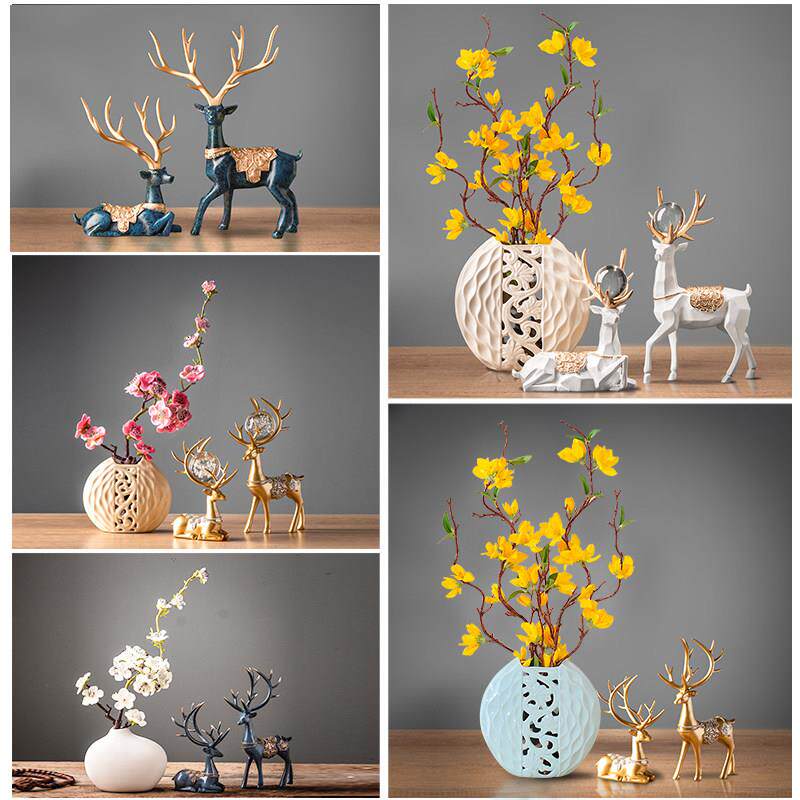 客厅北欧式家居风格装饰品创意工艺小鹿现代简约玄关电视酒柜摆件