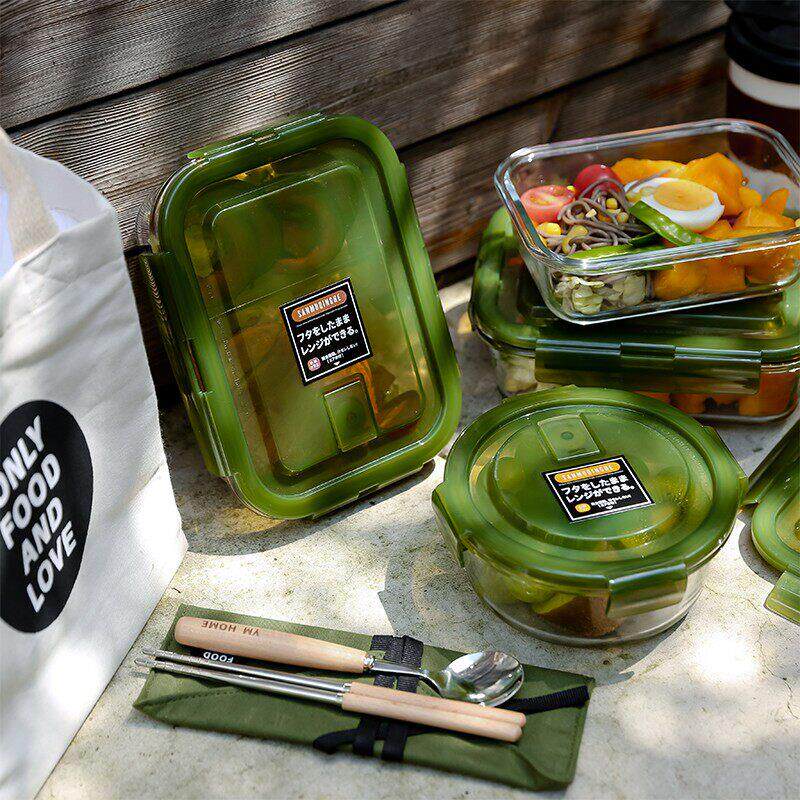 高硼硅玻璃饭盒可微波炉加热专用上班族带饭便当盒分隔水果保鲜盖