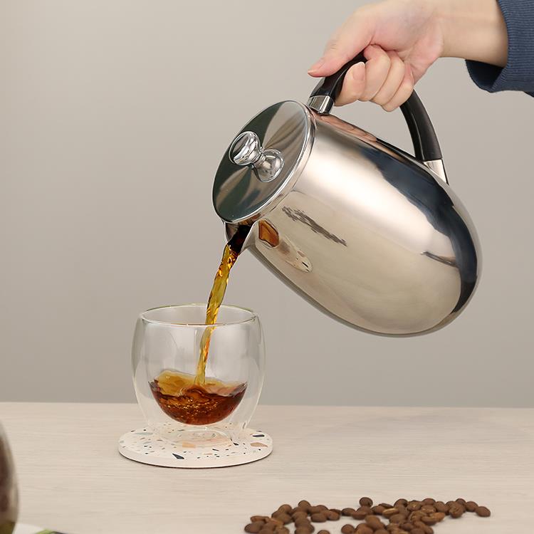 法压壶双层不锈钢咖啡壶保温冲茶器法式按压过滤咖啡壶不锈钢瑕疵