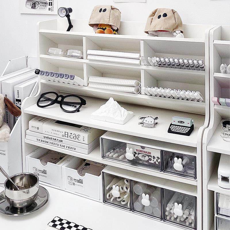 笔筒置物架斜插式学生宿舍书桌多功能多层白色收纳盒办公桌收纳层