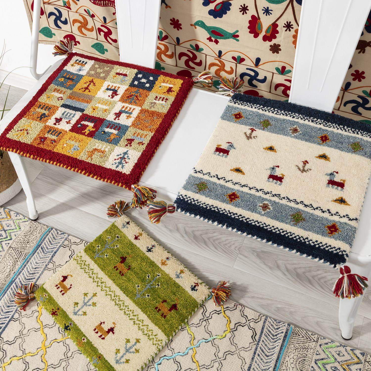 印度手工编织羊毛坐垫覆古纯色简约现代几何格子椅榻榻米垫子垫,居家布艺,地毯,淘宝优惠券,粉丝福利购,淘宝优惠卷