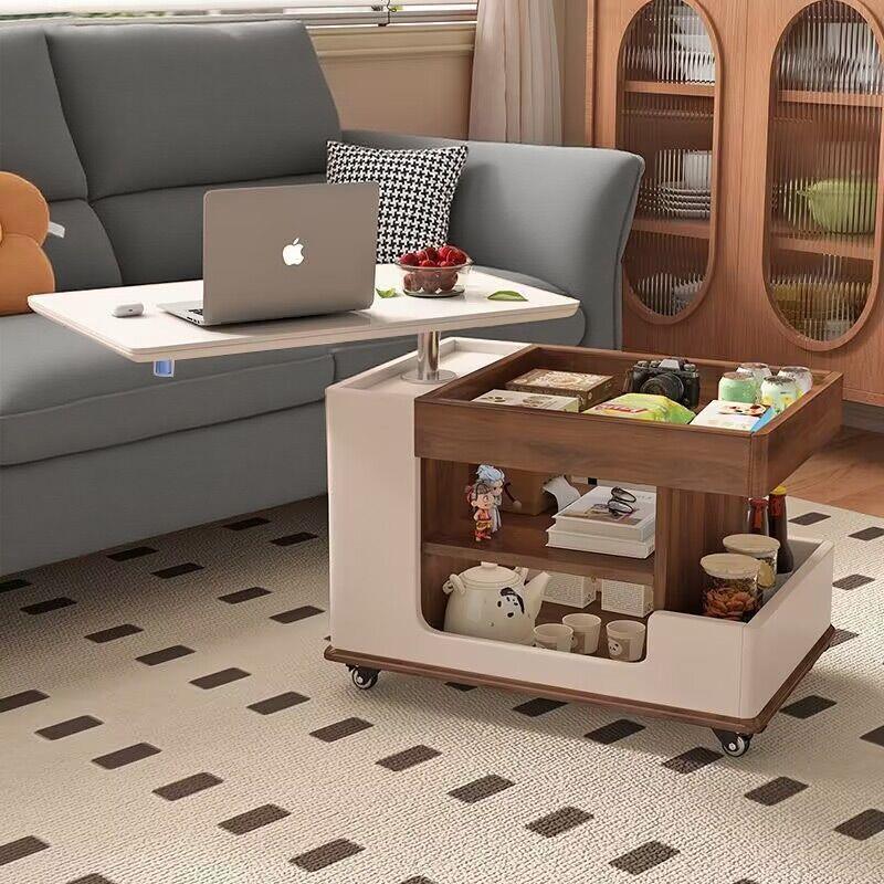 茶几小户型可升降折叠阳台茶台小推车沙发边几可移动实木茶桌边柜
