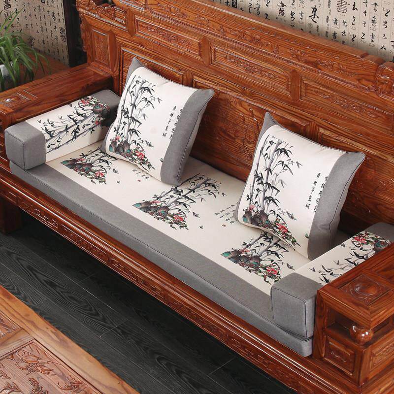 红实木沙发坐垫可拆洗中式防滑组合老式木头加厚海绵春秋椅沙发垫