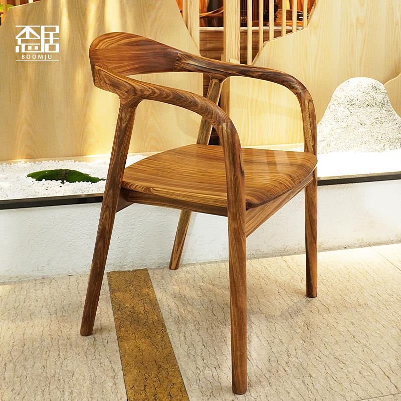 乌金木椅子客厅餐桌餐椅原木实木茶几椅主人椅高档靠背圈椅电脑椅
