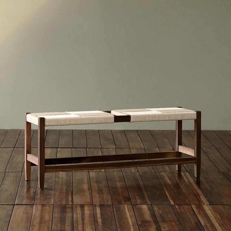 MUMO木墨编织长凳 硬枫木黑胡桃木 客厅茶室 实木家具