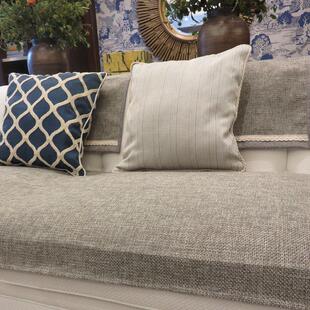 高档加厚纯色防滑棉麻布艺沙发垫四季简约现代沙发巾套罩洋派灰色