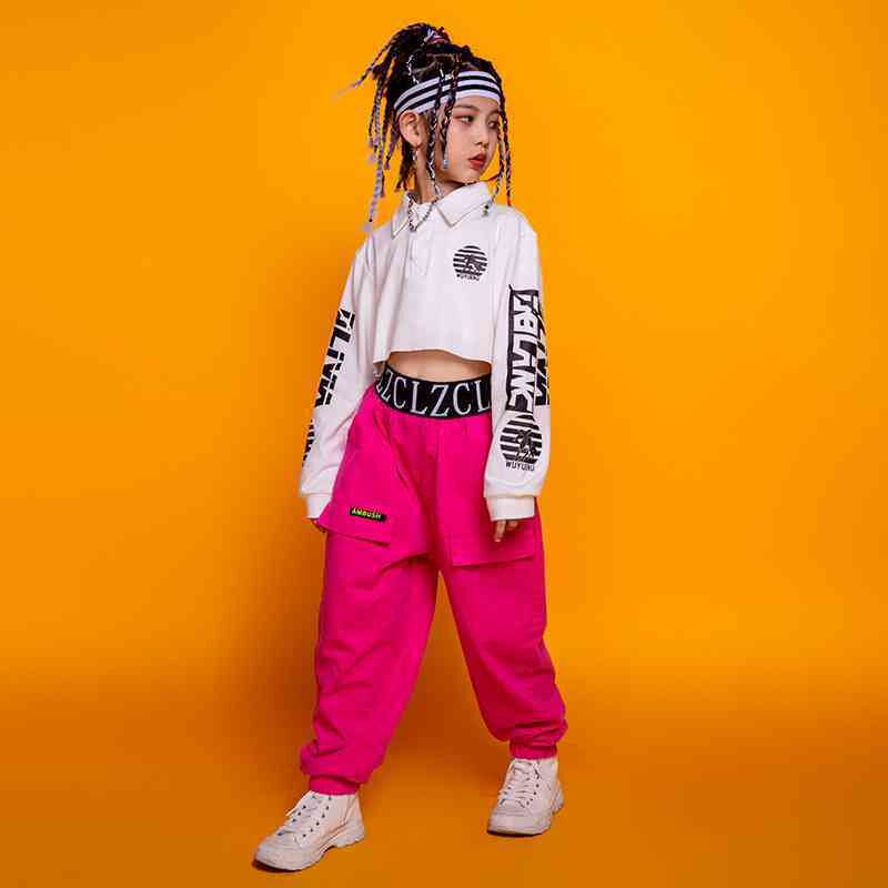少儿街舞套装露脐运动服女童嘻哈风爵士舞走秀潮服舞台演出服