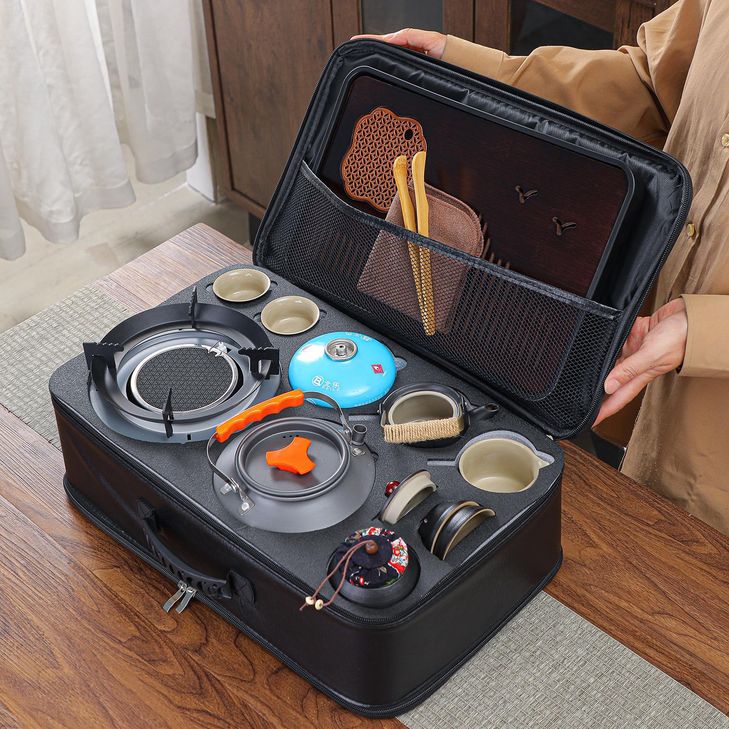 车载户外露营围炉煮茶可携式旅行茶具套组多功能烧烤炉烧水壶整套
