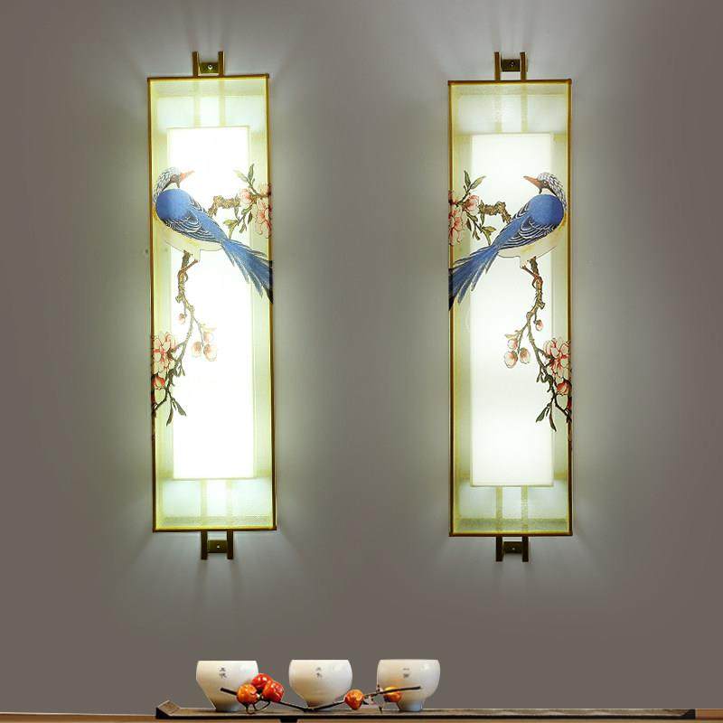 新中式壁灯一对客厅电视背景墙灯门口玄关中国风布艺卧室床头壁灯