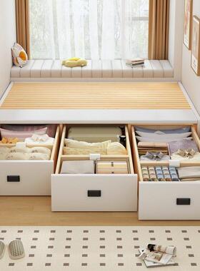 实木无床头箱体家用床抽屉收纳床小户型可定制任意尺寸榻榻米床