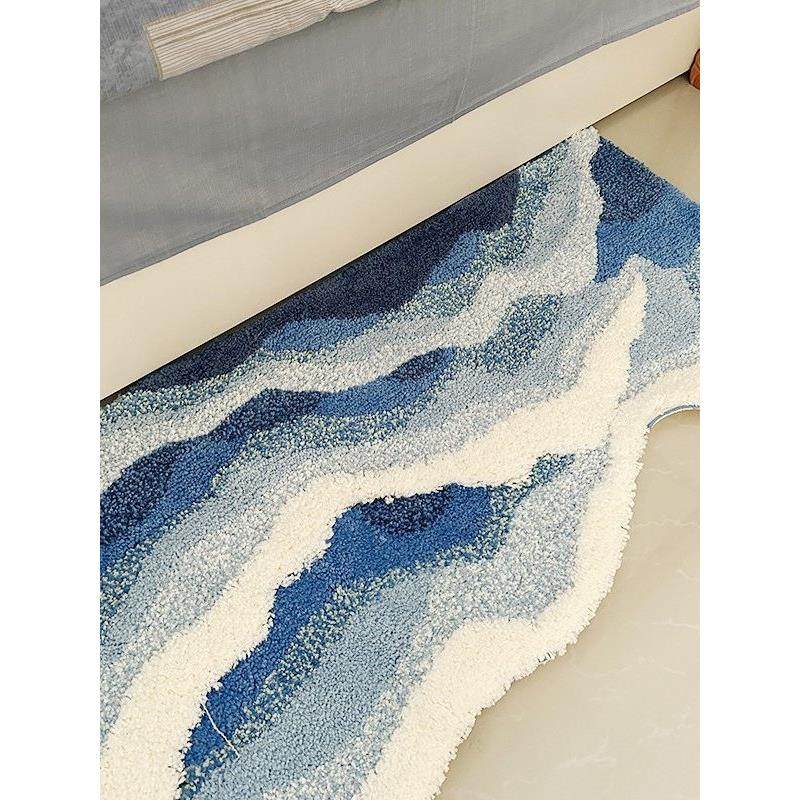 海浪地毯ins风家用卧室床边毯飘窗卧室簇绒地毯防滑易打理地毯,居家布艺,床边毯,淘宝优惠券,粉丝福利购,淘宝优惠卷