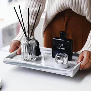 家居饰品装饰摆件底托大理石香薰托盘家用陶瓷蜡烛台浴室收纳置物