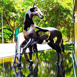 不锈钢雕塑艺术马大型雕塑定制金属雕像社区园林景观装饰动物摆件