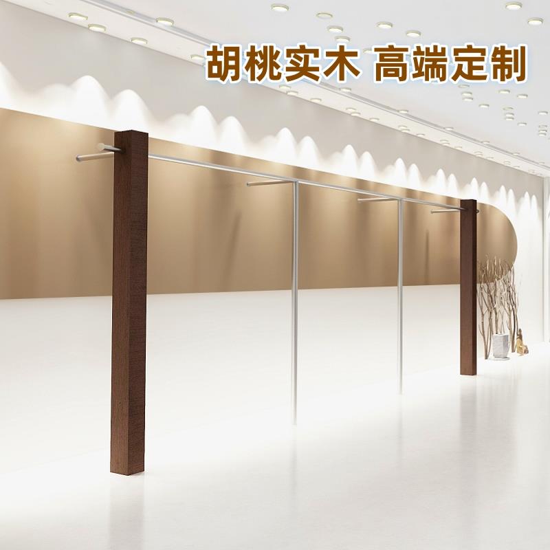 网红推荐服装店展示架上墙挂胡桃实木女装店货架陈列货架子定制
