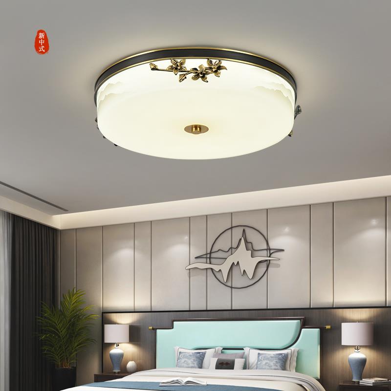 新中式全铜玻璃吸顶灯卧室书房过道阳台山水画 画禅意吸顶灯