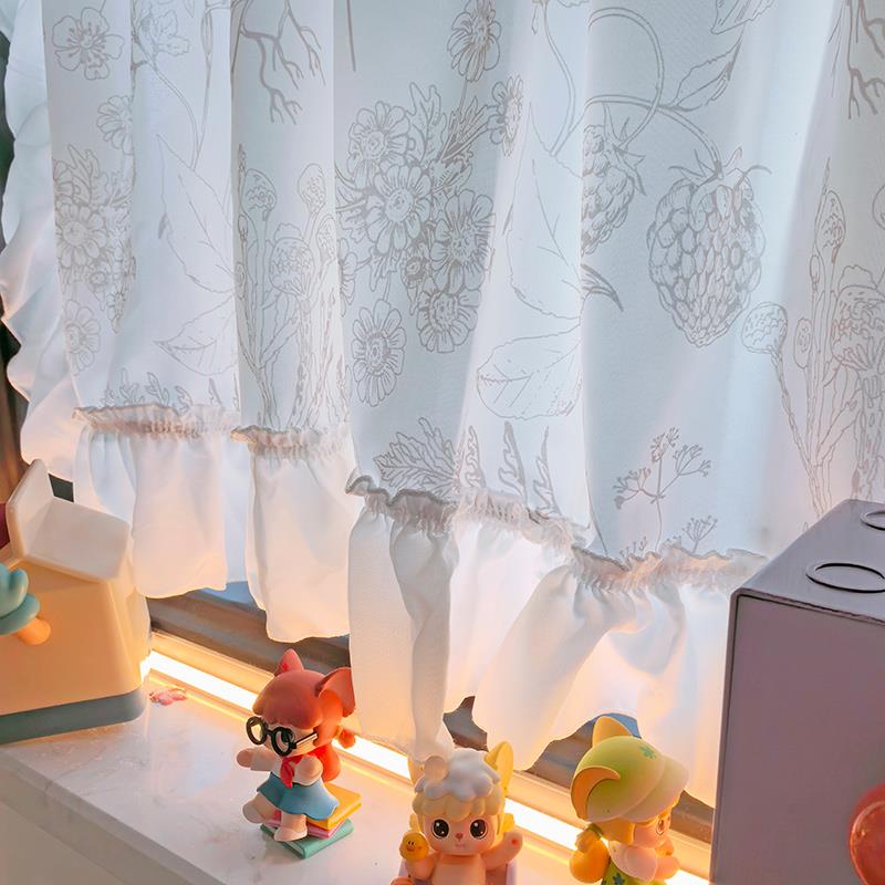 复古风美容店隔断帘子高端窗帘花边遮挡装饰帘遮丑布帘免打孔安装