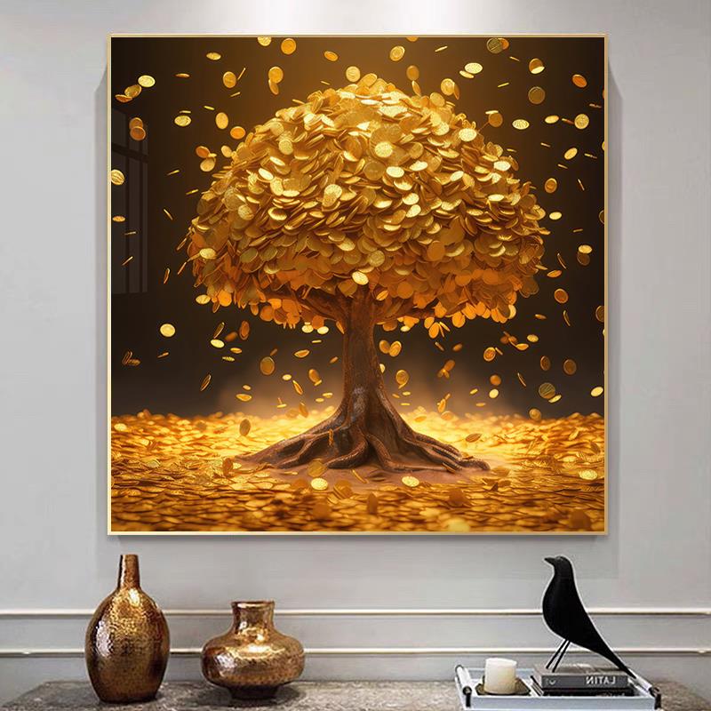 钻石画2025新款现代简约高级感发财树手工贴钻十字绣客厅餐厅满钻