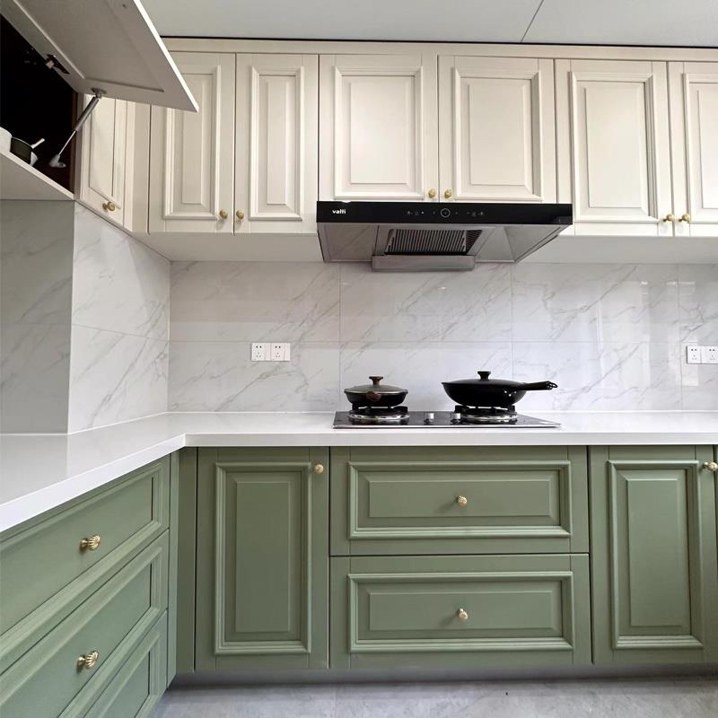 台湾全屋定制柜法式厨房整体整体橱柜爱格板一体?具车绿色海外定