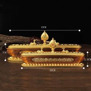 尼泊尔藏式卧香炉家用供佛密宗八吉祥线香铜合金长香盒香薰炉大号