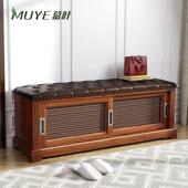 实木换鞋 柜坐凳轻奢玄关凳 换鞋 凳家用门口多功能推拉门鞋 柜可坐式