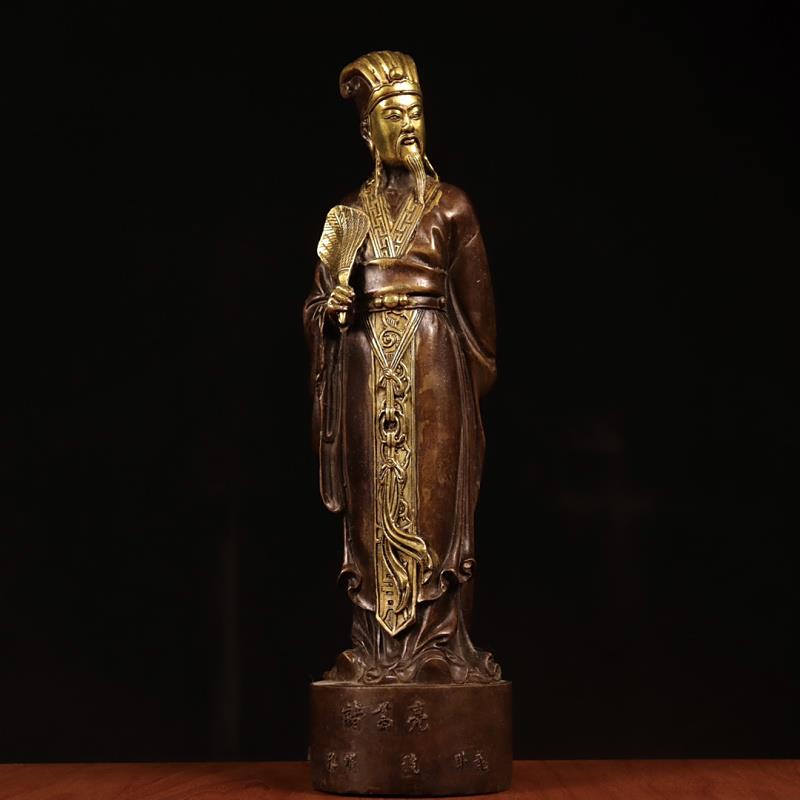 纯铜诸葛亮摆件卧龙先生诸葛孔明铜像家居风水客厅店铺书房工艺品