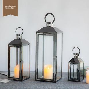 轻奢覆古简约烛台摆件欧式浪漫家用烛光晚餐灯防风风灯蜡烛装饰品